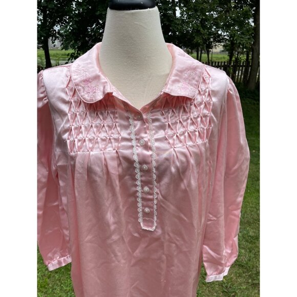 Amanda Stewart Intimates Pink Nightgown Size L Women Polyester & Cotton Vintage - Picture 2 of 8
